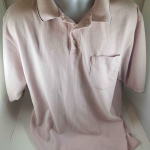 Mens Pink Black Haggar Cool 18 Polo Golf Shirt Cotton Blend XL Lightweight SS